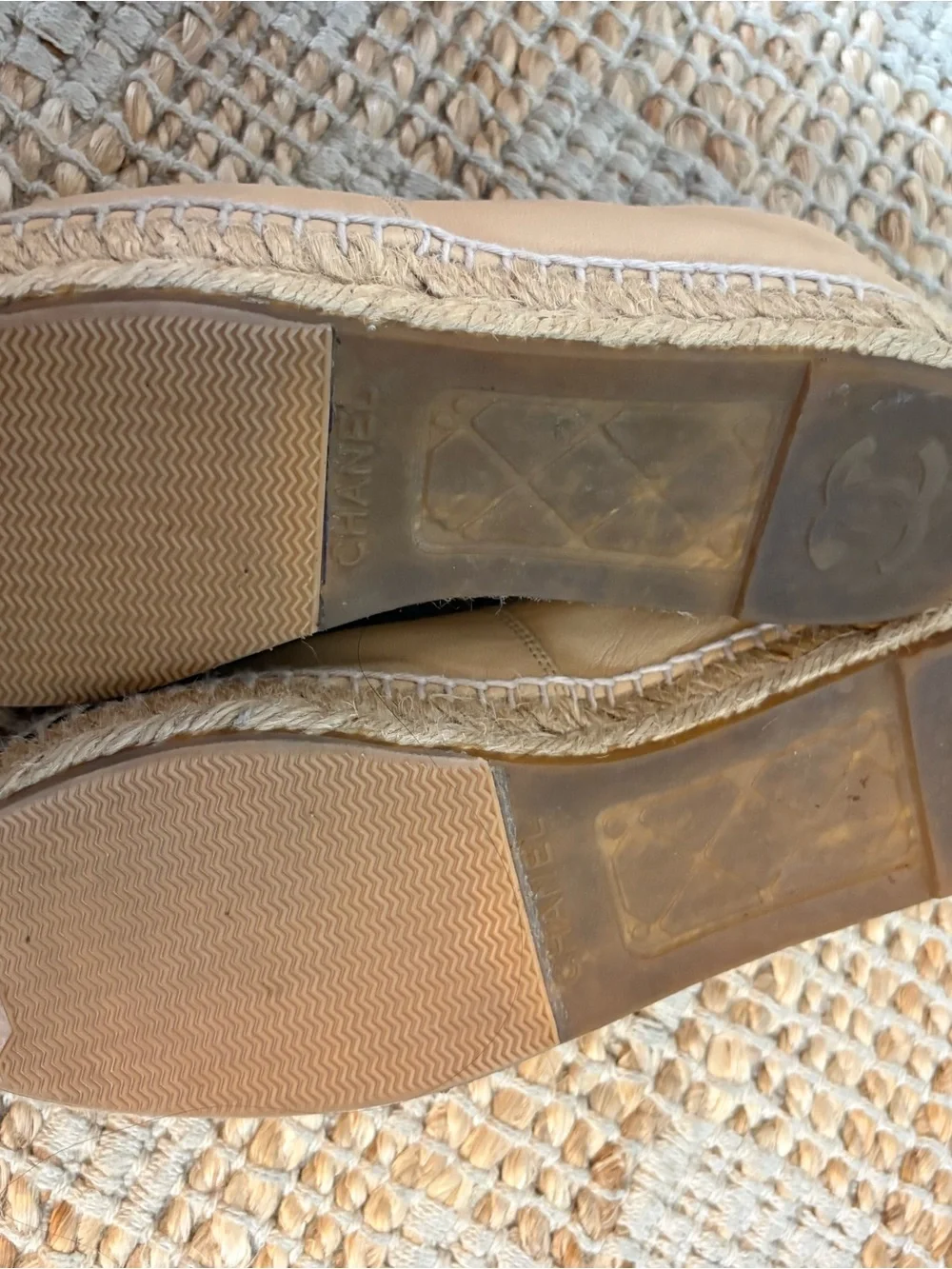 CHANEL beige leather